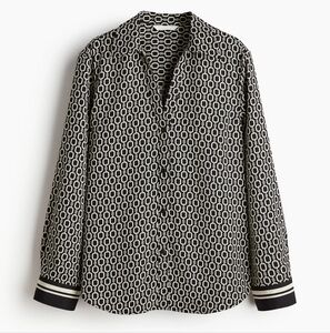 H&M Black and White Patterned Button Down Shirt